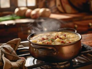 Alt text: Fresh ingredients laid out for Outback potato soup recipe preparation.