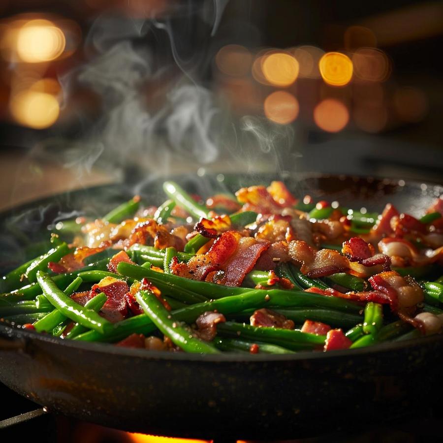 "Green Bean Bacon Recipe: Step-by-step guide for preparing delicious dish."