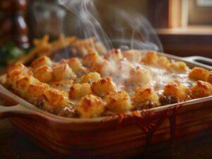 Alt text: Ingredient list for tater tot hotdish recipe, a Minnesota favorite.