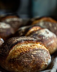 "Step-by-step sourdough bread recipe no Dutch oven needed on kitchen countertop."