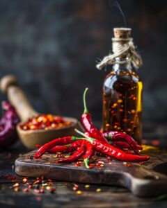 "Chef perfecting a Thai chili oil recipe for a spicy masterpiece"