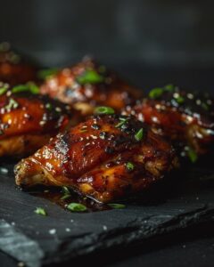 "Chef preparing delicious bourbon chicken mall recipe with special ingredients."