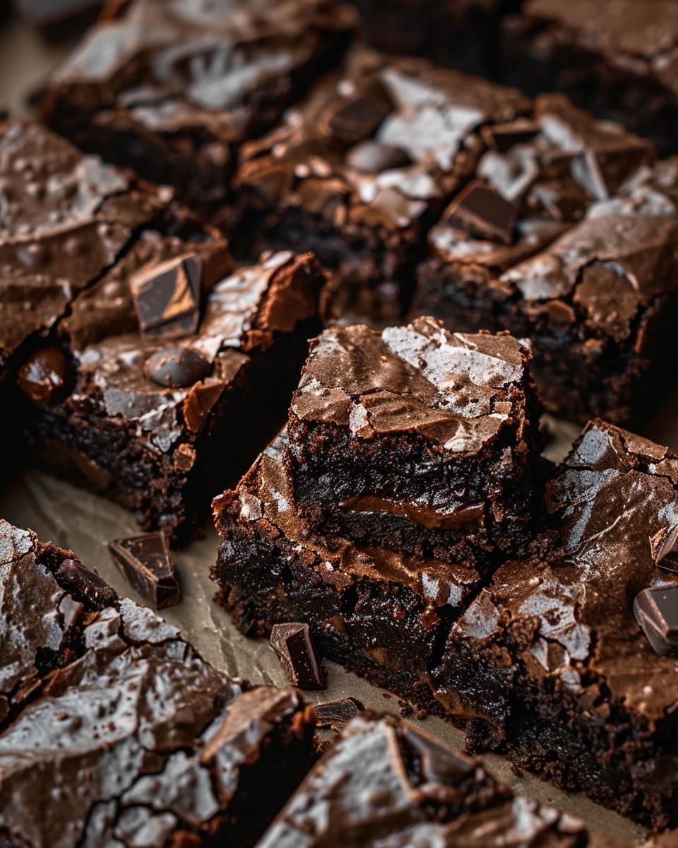 "Step-by-step guide for Hershey Triple Chocolate Brownie Mix Recipe preparation on countertop."