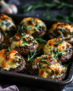 "Chef preparing longhorn mushrooms recipe for delicious stuffed mushrooms in kitchen."