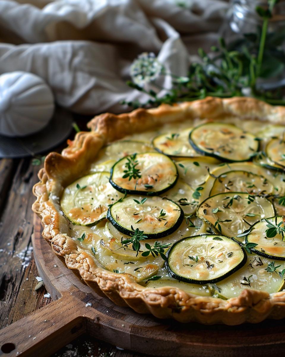 "Making Italian zucchini scarpaccia recipe with fresh ingredients on the kitchen counter."