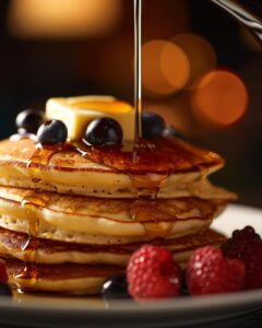 "Chef attempting the Frank Proto pancake recipe with fresh ingredients on the counter."