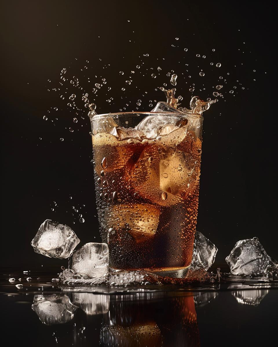 "Ingredients laid out to prepare iced americano recipe on a kitchen counter."