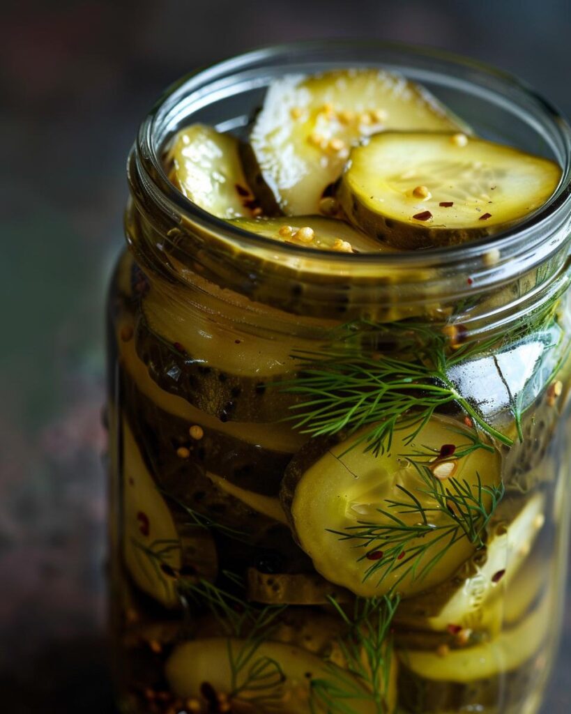 A chef demonstrating a classic pickle brine recipe while holding fresh cucumbers and spices.