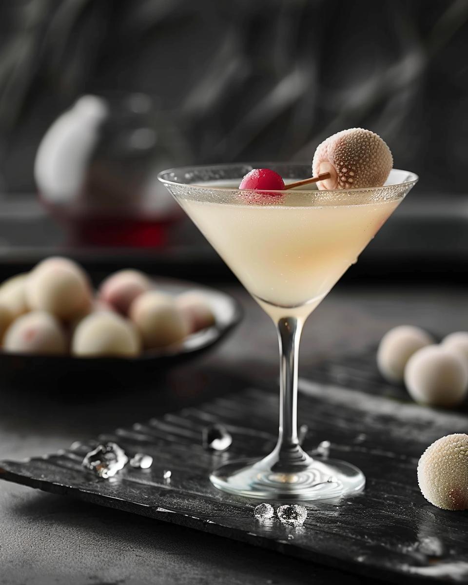"Expert mixologist crafting Nobu lychee martini recipe with necessary ingredients and tools."