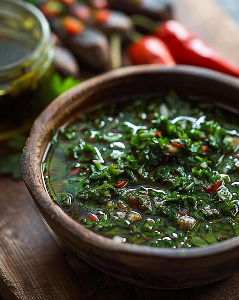 Person preparing ingredients for the best chimichurri recipe with fresh herbs and spices.