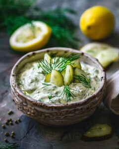 Homemade tartar sauce in a bowl - best tartar sauce recipe with simple ingredients.