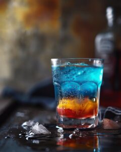 "Superman shot cocktail recipe perfectly executed with vibrant colors and intricate details."