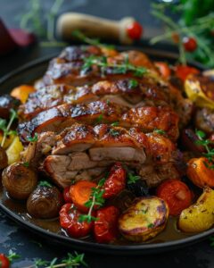 Juicy pork shoulder roast recipe with herbs, perfect for family dinners and gatherings.
