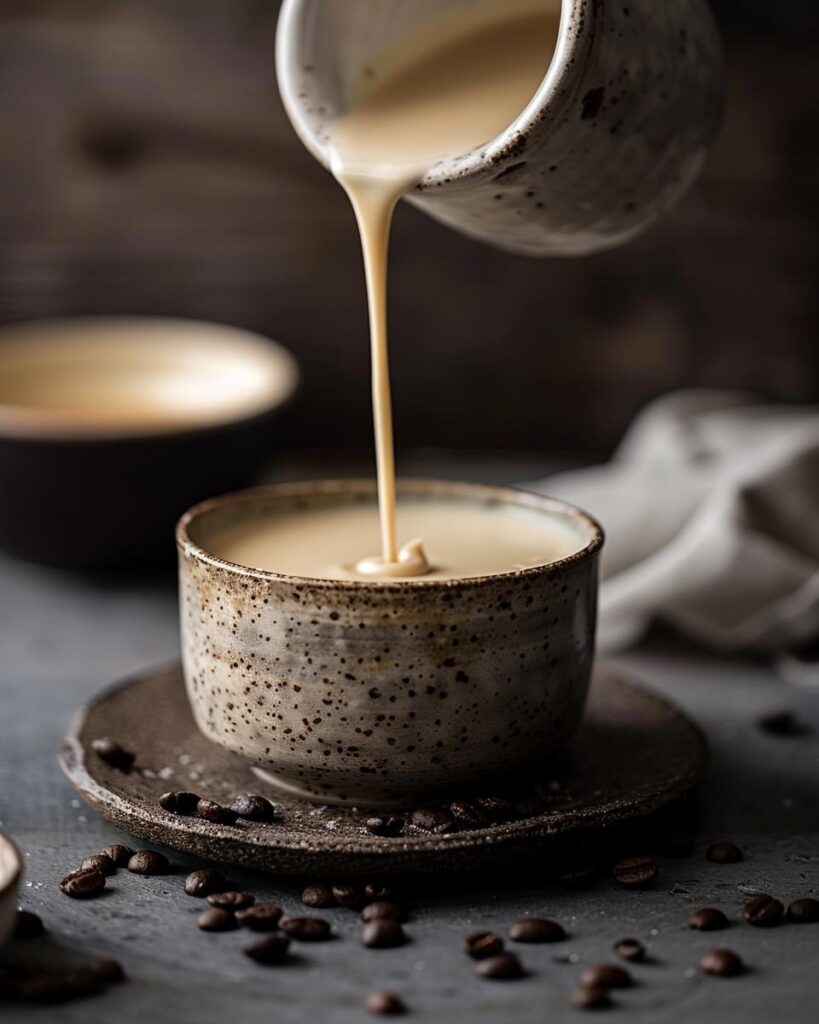 "Person making dessert with condensed milk recipe using simple ingredients on a kitchen counter"