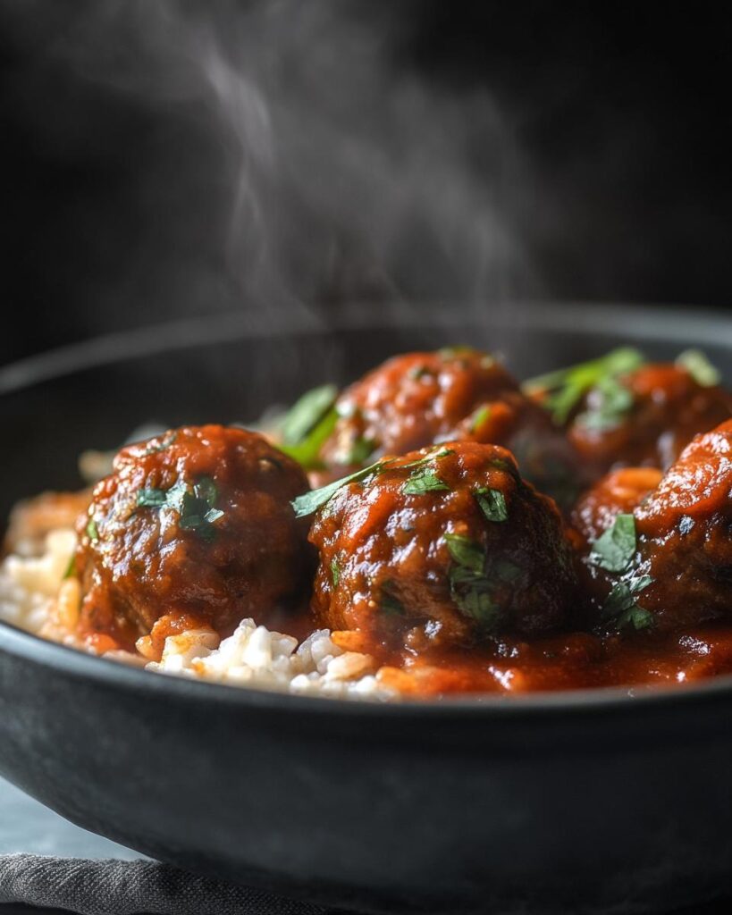 Alt text: "Porcupine meatballs recipe ingredients on a kitchen counter ready for cooking."