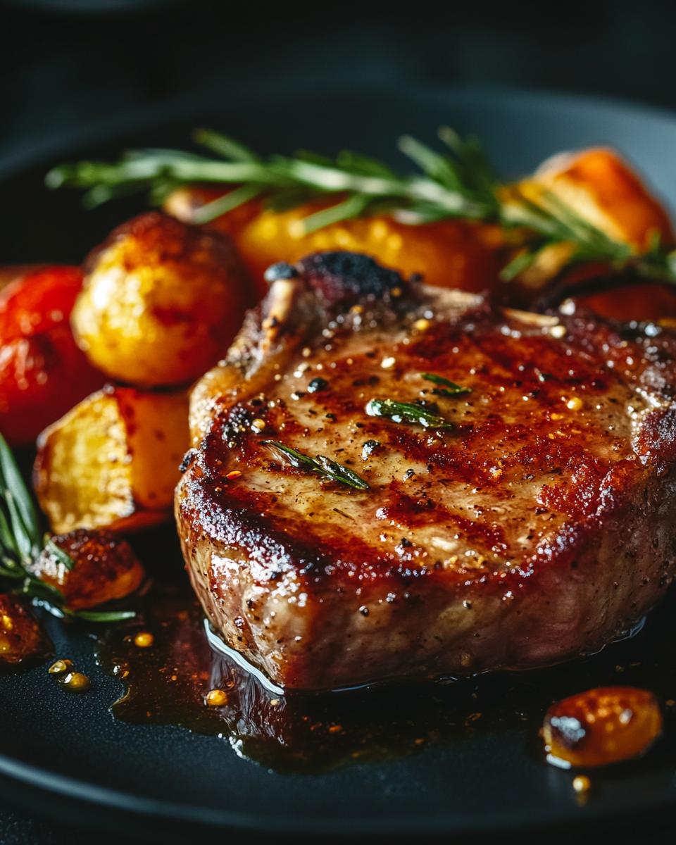 "Chef preparing bone in pork chop recipe with essential kitchen equipment and techniques."