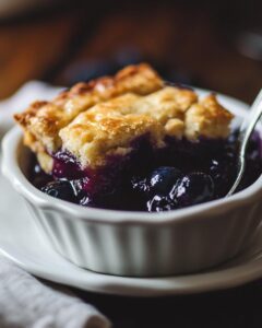 "Delicious and easy blueberry cobbler recipe for beginners with essential ingredients shown."