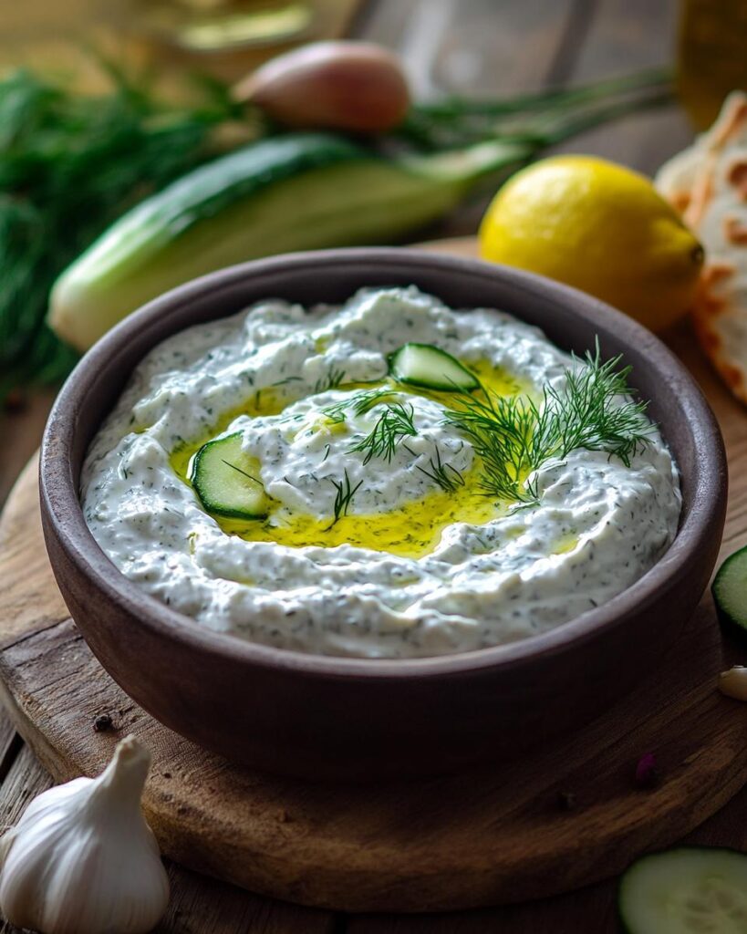 "Greek tzatziki recipe ingredients and easy preparation for beginners with simple kitchen tools."