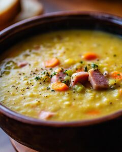 Alt text: "Delicious split pea soup recipe slow cooker with hearty ingredients simmering to perfection."