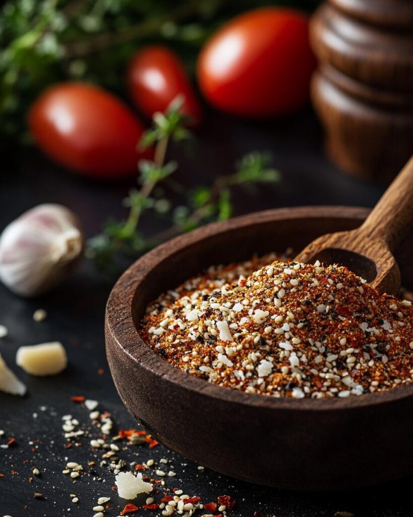 "A beginner preparing a dish with salad supreme seasoning recipe beside essential ingredients."